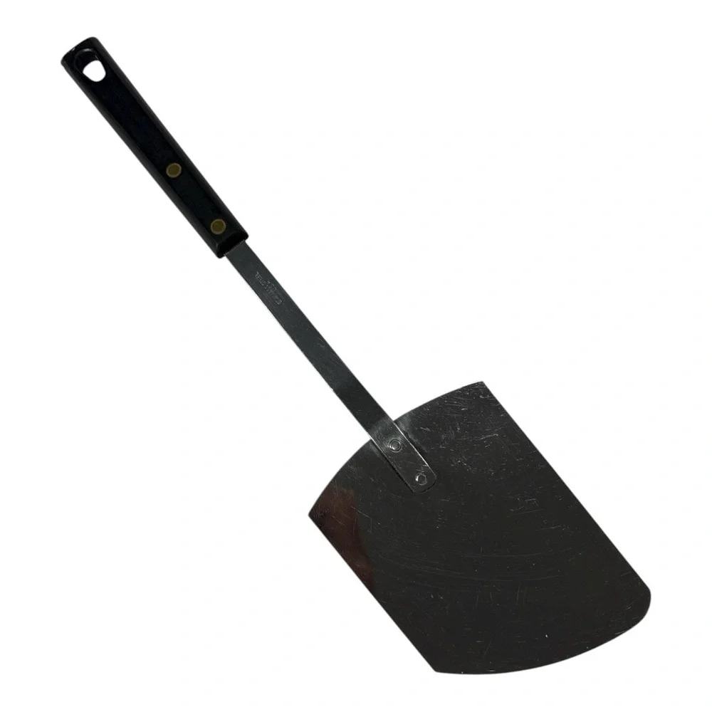 Vintage Angled Stainless Steel Spatula Black Handle Flipper Turner USA